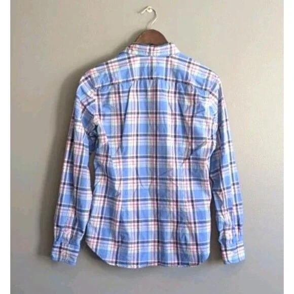 Ralph Lauren Women's Blue Pink Plaid Button-Down Shirt - Picture 5 of 5